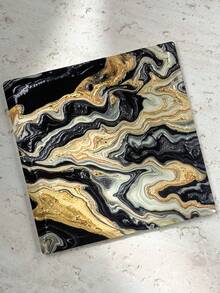 Ins Style Gilded Fluid Marble Pattern Ceramic Coaster, Minimalist High-Definition Printed Waterproof Heat-Resistant Square Ceramic Desktop Protector, Suitable For Home Decor, Refrigerator, Daily Use And Holiday Birthday Gift - Multicolor - View 12