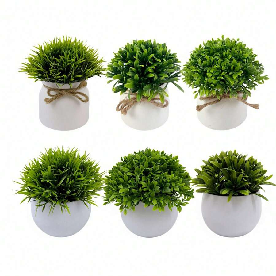 6/3/1pc Mini Realistic Artificial Potted Plants, , Suitable For Desk Decor, Wedding Favors, Bridal Shower Decor, Home Office Decor And Centerpiece - Multicolor - View 1