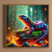 1pc - DIY Handmade 5D Diamond Painting Kit, Lizard Phantom Large Size Diamond Painting Tool Set, Suitable For Adults And Beginners, Frameless Design, Full Round Diamonds, Wall Decor Painting, Home Holiday Decoration - round diamond - View 4