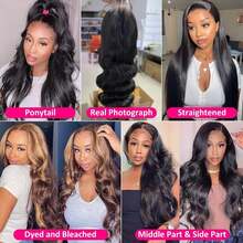 26 Inch 13x4 Deep Wave Lace Front Human Hair Wig, 180% Density Pre-Plucked Glueless HD Transparent Lace Wig For Women - Natural & Black - View 6