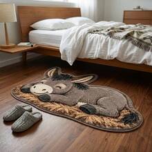 1 buah Karpet Kecil Dekoratif Motif Keledai Abu-abu, Alas Lantai, Dekorasi Rumah, Karpet Area, Selimut Santai, Karpet Samping Tempat Tidur, Karpet Kamar Tidur, Karpet yang Dapat Dicuci - MultiWarna - View 4