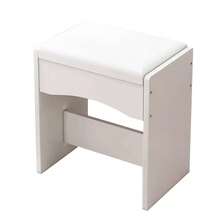White Dressing Table Stool, Makeup Chair, Upholstered Piano Stool With Oak Legs, Minimalist Style - White - View 1