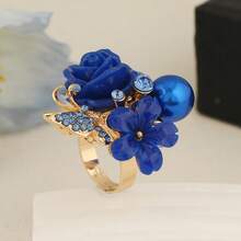 1pc French Vintage Rose Flower Ring, Premium Velvet Gift Box, Unique Design Women's Ring, Birthday Gift For Girlfriend - 11410 Rose - View 5