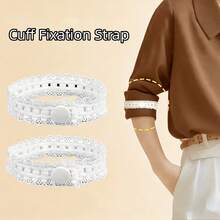 2pcs/Set Adjustable Elastic Sleeve Bands, No-Drill Sleeve Shortener For Shirts, Sports Shirts, Jackets, Hoodies, Coats, Etc. - 2 White - View 6