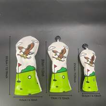 Eagle Embroidered Golf Club Head Cover, Waterproof PU Leather Wood Club Protector, Cartoon Fairway Wood Driver Universal Club Cover, Outdoor Golf Sports Accessory, Wear-Resistant Anti-Collision Golf Club Protective Sleeve, Unisex Fun Golf Course Pattern Golf Club Protection - White - View 6