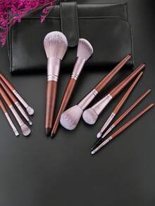 11pcs Premium Makeup Brush Set Nylon Bristles Suitable For All Skin Types, Durable Handle - Foundation, Blush, Contour, Powder, Highlighter Professional Makeup Tools With Storage Bag - Multicolor - View 3