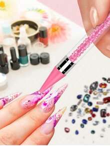 1/2/5PCS Rhinestone Picking Tool Set, Rhinestone Applicator Tools, Self-Adhesive Diamond Pen, Double-Ended Rhinestone Gem Crystal Earring ,For Rhinestone Embellishment ,Crystal Bead Handle Nail Art DIY Decoration Tools - Multicolor - View 5