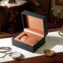 1 Pc Luxury PU Leather Single Watch Box, Flip-Top Watch Storage Display Case With Soft Lining, Vintage Watch Holder Organizer Gift For Men Watch Lovers - Multicolor - View 6