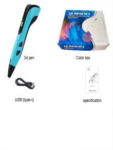 قلم رسم ثلاثي الأبعاد، قلم طباعة رسم DIY، رسم جرافيتي ثلاثي الأبعاد، واجهة USB من النوع C، بدون بطارية، مناسب لمجموعة أقلام الرسم الإبداعي والفني ثلاثي الأبعاد DIY، مناسب كهدية عيد ميلاد، هدية عيد الميلاد، هدية عطلة إبداعية - مشاهدة 12