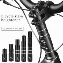 LUNJE Aluminum Hidden Handlebar Riser Spacer, MTB Road Bike Height Extender Adapter, Bicycle Stem Raiser Cycling Accessories, Multiple Sizes Optional Replacement Parts - Black - View 2