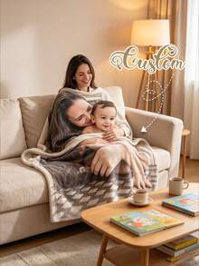1pc Customized Photo Blanket, Personalized Photo Blanket, Family Photo, Pet Photo, Couple Photo Customization, Mother's Day, Father's Day, Valentine's Day, Office Nap Blanket, Private Customized Blanket, Holiday Blanket, Gift For Mom/Dad - Multicolor - View 4