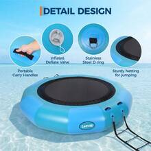 Water Trampoline for Lake,12FT Recreational Water Bouncer Electric Inflator, Trampolines for Adults Portable Bounce Swim Platform with  Pump and Rope Ladder - Azul - Ver 1
