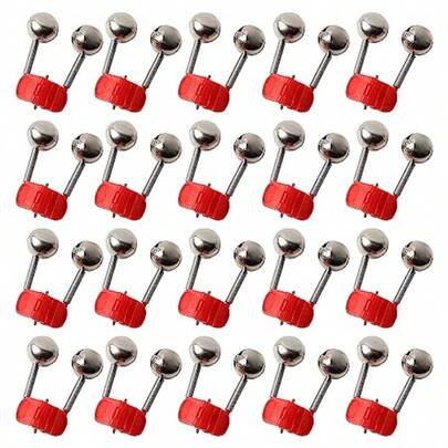 20 Pcs Fishing Bells Plastic Clamp Fishing Rod Bite Bait Alarm With Twin Bells Ring Red Silver Tone Fishing Pole Bells