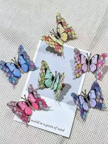 6/2 piezas Pinzas para el cabello con mariposas 3D degradadas de estilo bohemio, duraderas y no dañinas, accesorios para el cabello dulces de estilo Mori, adecuados para niñas y niños, uso diario en la escuela, viajes y vacaciones - Multicolor - Ver 5