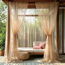 4pcs/2pcs/1pc Adjustable Outdoor Curtains, Breathable Mesh Gauze, Rod Pocket Design, Multi-Color Options Suitable For Gardens, Courtyards, Balconies, Garden Protection, Outdoor Camping, Porch And Pavilion Decorations, Insect/Mosquito Nets, Wedding - Pole-through Type - View 10