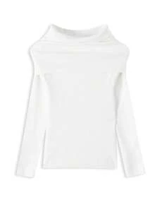 Sweater Off-Shoulder Gaya Baru Seksi Kerah Lebar Bahu Terbuka Atasan Rajut Lengan Panjang Elegan Lembut Musim Gugur/Dingin - Putih - View 6