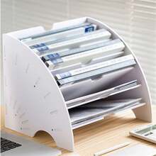 1pc TOMYEUS File Holder Creative File Rack Data Classification Rack Office Desk Organizer Multi-Layer Storage Box Large-Capacity Finishing Rack File Organizer - Fan-shaped Shelf - View 2