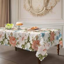 1 Stück Tischdecke mit Blumenmotiv, ländliches Blumendesign, Frühlings- und Sommerdekoration, frisches französisches Blumendesign Tischdecke, Sommer Vintage Muster Tischdecke, Polyester rund/rechteckig Tischdecke, Innen- und Außenbereich Esszimmertisch Dekoration, ideale Wahl für tägliche und Feiertags-Heimdekoration - Verschiedenfarbig - Übersicht 5