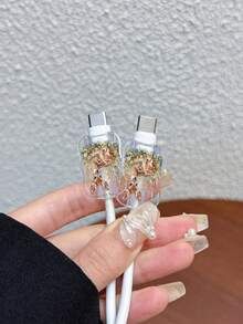 3件組波浪紋充電線保護套 UV彩繪鹿圖案，適用於英國標準 Apple 20W 快充充電器，防止線材損壞 - 彩色 - 查看 2