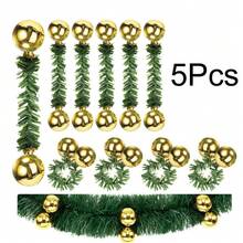 5pcs Christmas Painted Balls, Pine Pattern Decorative Ribbon, Electroplated Decorative Balls, Matte & Glossy Wavy Balls, 15CM Christmas Party Supplies - Multicolor - View 14