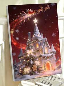 Christmas Santa Sleigh Reindeer Snow House Tree DIY Oil Painting By Numbers Painting Canvas Crafts Adult Home Decoration 8x12/16x20inch Holiday Gifts - Sets - View 4