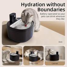 2.6L/88oz Automatic Cat Water Fountain (Replacement Filters Sold Separately), With Water Level Window And Motion Sensor, Suitable For Cats And Dogs, Ultra-Quiet Battery Powered Pet Water Dispenser - 2.6L - View 9