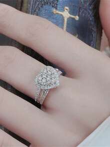 1件浪漫立方鋯石女款戒指，婚禮訂婚派對珠寶，情人節禮物 - 1# - 查看 5
