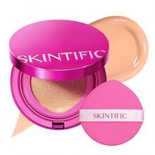 SKINTIFIC Cover Glow Perfect 氣墊粉底液－自然光澤妝感、中至高遮瑕、保濕胜肽複合成分、輕盈配方，適合乾性與混合性肌膚 - 03 花瓣 - 查看 5