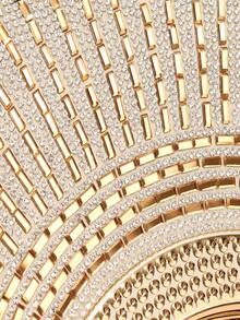 Women's Fashion Sparkling Crystal Rhinestone Evening Clutch Bag, Clear Bag Pearl Bag Evening Bag, Lightweight Dinner Bag, Party, Banquet,Wedding - Gold - View 4