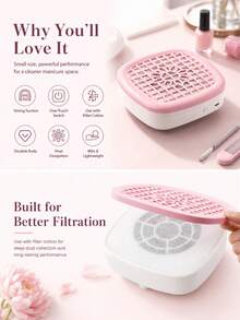 Entry-Level Portable Nail Dust Collector, Powerful Vacuum Fan With Reusable Filter, Suitable For Acrylic Nail Polishing, Salon, Home And Training, Ideal For Beginners, Nail Artists, DIY Enthusiasts, Valentine's Day, Mother's Day Gift - Multicolor - View 11