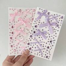 Miếng dán đá rhinestone hình nơ ruy băng satin 3D màu hồng xanh tím đỏ, decal đá rhinestone hình trái tim, đóng gói thẻ riêng lẻ, vật liệu DIY phù hợp làm đạo cụ chụp ảnh, trang trí mặt cho biểu diễn sân khấu, miếng dán kim cương lấp lánh trang trí lễ hội - Bướm  Trái tim - Xem 17