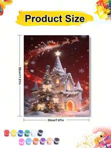 Christmas Santa Sleigh Reindeer Snow House Tree DIY Oil Painting By Numbers Painting Canvas Crafts Adult Home Decoration 8x12/16x20inch Holiday Gifts - Sets - View 8