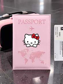 SANRIO 1 Buah Tempat Paspor Hello Kitty, Sampul Pengorganisasi Dokumen Perjalanan dengan Motif Dunia dan Slot Kartu untuk Wanita, Liburan, Perjalanan Bisnis & Wisata - MultiWarna - View 13