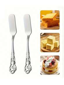 4/6pcs Elegant Stainless Steel Butter Knife Metal Jam Spreader Exquisite Handle Suitable For Breakfast/Sandwich/Peanut Butter/Cheese Kitchen Accessories - View 10