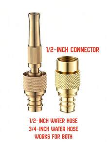 1pc Solid Brass High‑Pressure Adjustable Water Nozzle, Multipurpose Straight‑Flow Sprayer For Car Washing, Garden Watering And Household Cleaning, Fits 1/2" & 3/4‑Inch Hoses - A - View 6