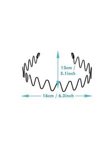 1 Peça Tiara de Metal Zig Zag Antiderrapante Ondulada com Dente de Tubarão, Pente Invisível Traseiro, Acessório Esportivo para Cabelo Feminino, Acessório de Cabelo Tropical - Preto - Visão 3