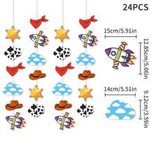 Story Birthday Party Banner, 6/12/24pcs Cartoon Pattern With Durable Fishing Line, Western Space Theme Party Decoration, Toy Birthday Decor, Bedroom Decoration - A - View 7