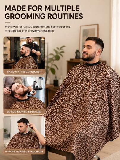 2pcs--Leopard Print Barber Cape (Adjustable Neckline); Professional Extra Large Barber Apron; Unisex Adult Barber Cape; Men's Barber Apron; Waterproof Styling Cape; Barber Workwear; Essential Hairdressing Tools And Supplies For Barbershops, Salons, Beauty Parlors And Travel; Back To School And Holiday Must-Haves; Women's Hair Styling Accessories; Back Combing Styling Comb; Barbering Auxiliary Tools; Hair Dryer; Hair Care Products; Curling Comb; Salon Equipment; Hair Styling Tools; Barbershop Supplies.
