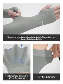 CAMEL CROWN Summer New Cool-Touch UV Protection Arm Sleeves With Finger Holes, Thin Ice Silk Sun Protection Sleeves, Ideal For Women, Perfect For Cycling - Grey - View 5