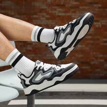 XTEP New Thick Sole Height-Increasing Versatile Casual Comfortable Lightweight Men's Skate Shoes - Black and White - View 4