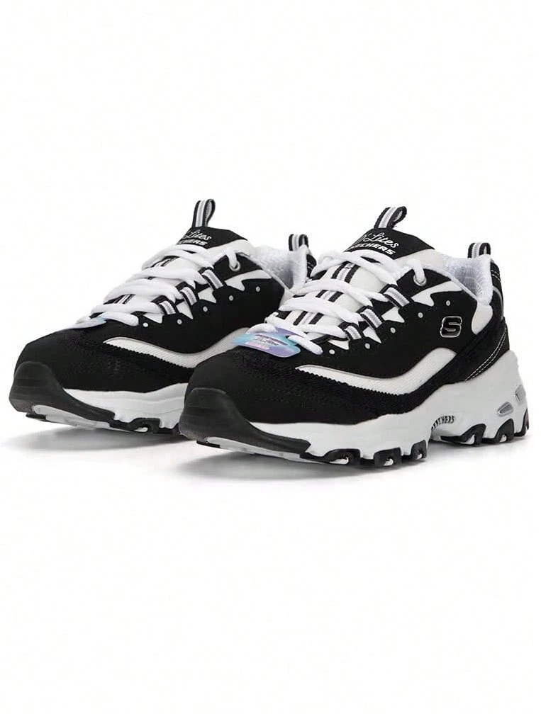 Skechers D'LITES Series Retro Patchwork Dad Shoes Panda Sneakers Casual Sports Shoes - Black and White - View 1