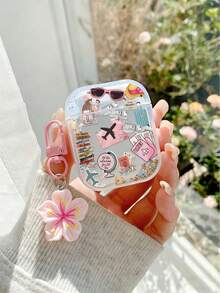 Airplane Painted Transparent Pendant Fashion Bluetooth Earphone Case Compatible With S4 Protective Case Apple Wireless Bluetooth Earphone Shell Glossy Pro2 Full Coverage Pods 31/2/3 Generation Protective Case Pro Anti-Drop Soft Shell - Multicolor - View 2