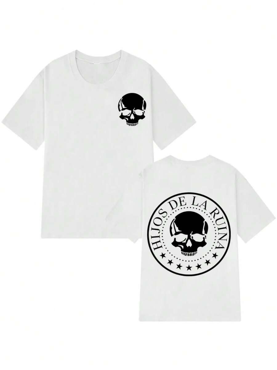 Camiseta Oversized de Estilo Casual para Hombre y Mujer, Diseño Esqueleto Harajuku del Álbum Hijos De La Ruina del Rapero NATOS WAOR