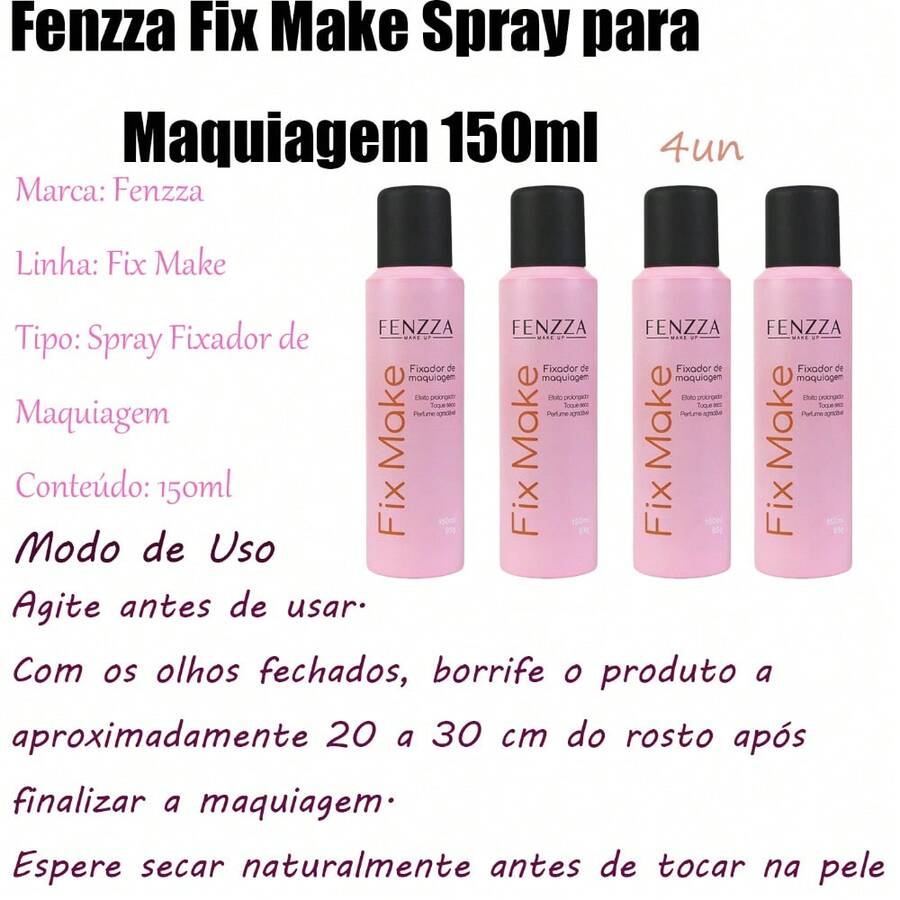Fenzza Fix Make Spray para Maquiagem 150ml | Longa Duração | 1, 2, 3, 4 ou 5 Unidades - 4UN - Visão 1