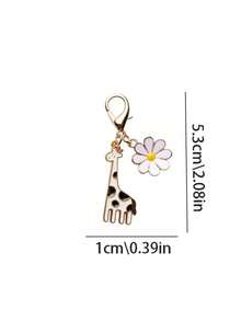 1pcCute Giraffe Daisy Keychain, Perfect As A Gift For A Girl Friend - Multicolor - View 3