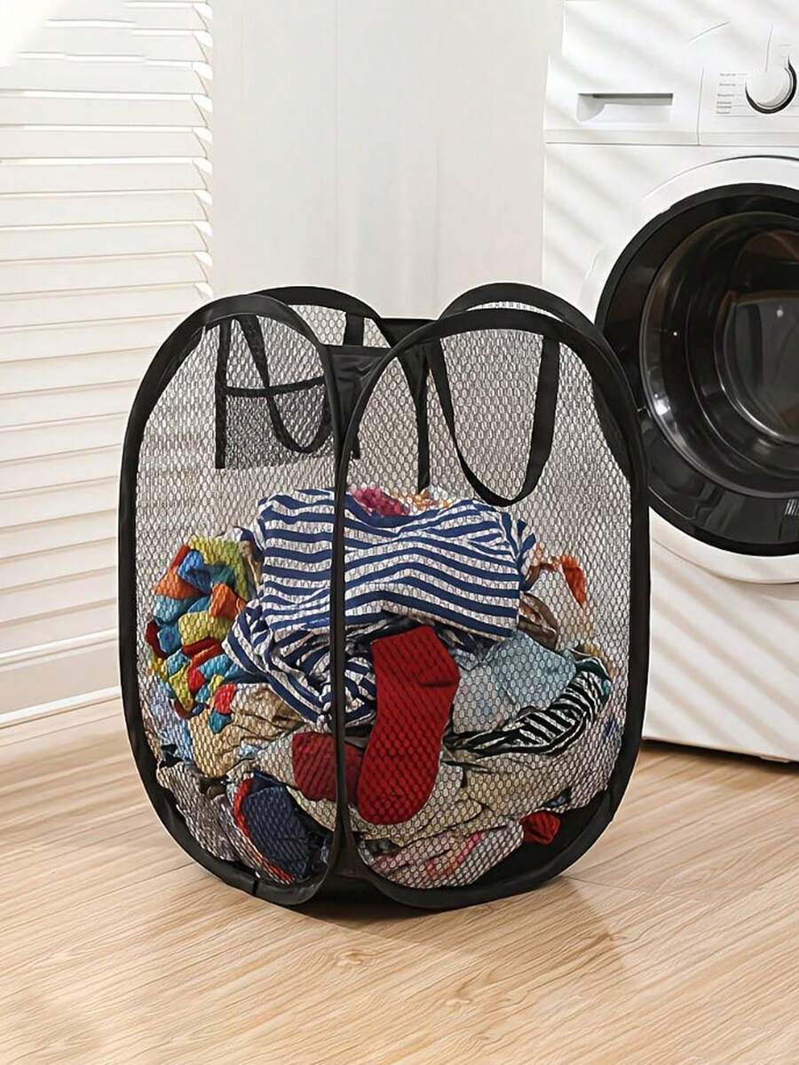 Giỏ đựng đồ giặt lưới dạng pop-up gấp gọn có tay xách, túi bên lớn, khay đựng quần áo sắp xếp cho giặt ủi, phòng tắm và du lịch