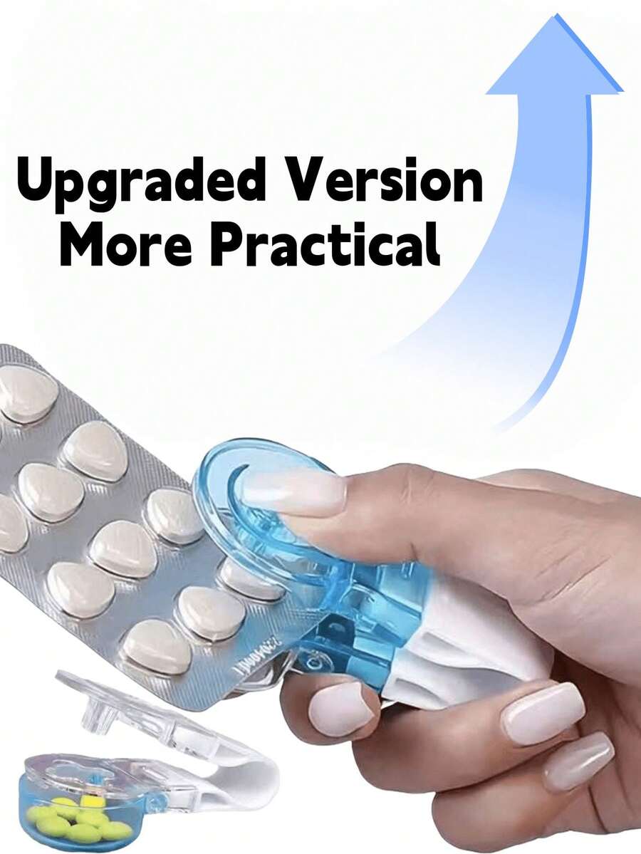2/1 tragbarer Pillenspender, Reise-Pillendose zur Aufbewahrung, geeignet für Blisterpackungen, tragbarer Pillenschneider, Pillenspender, Reise-Essentials, Haushaltsgeräte, Pillen- und Kapselhilfswerkzeug, neuer Pillenspender - Einheitsgröße - Übersicht 1