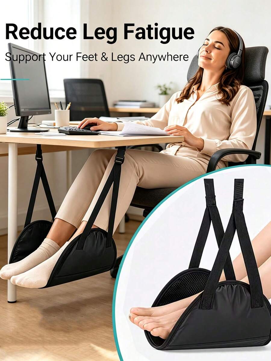 Office Footrest, Hanging Foot Hammock, Relieves Waist And Leg Pressure From Prolonged Sitting | Portable Under-Desk Foot Support, Comfortable For Study, Work, Napping, Lunch Break And Travel Needs | Practical Accessory To Improve Posture And Relax Body And Mind, Suitable For Office, Work, Airplane, Travel And Other Scenarios - Multicolor - View 1