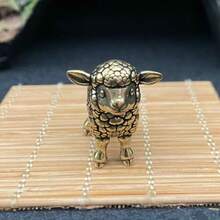 Vintage Brass Texture Small Sheep Figurine Ornament, European And American Home Study Decor, Creative Desktop Craft Decoration - A - View 3