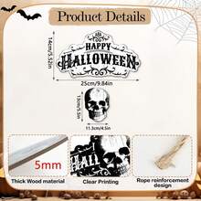Enfeite Decorativo Suspenso de Halloween, Placa de Porta Vintage, Decoração de Parede Interna/Externa para Casa - A - Visão 5